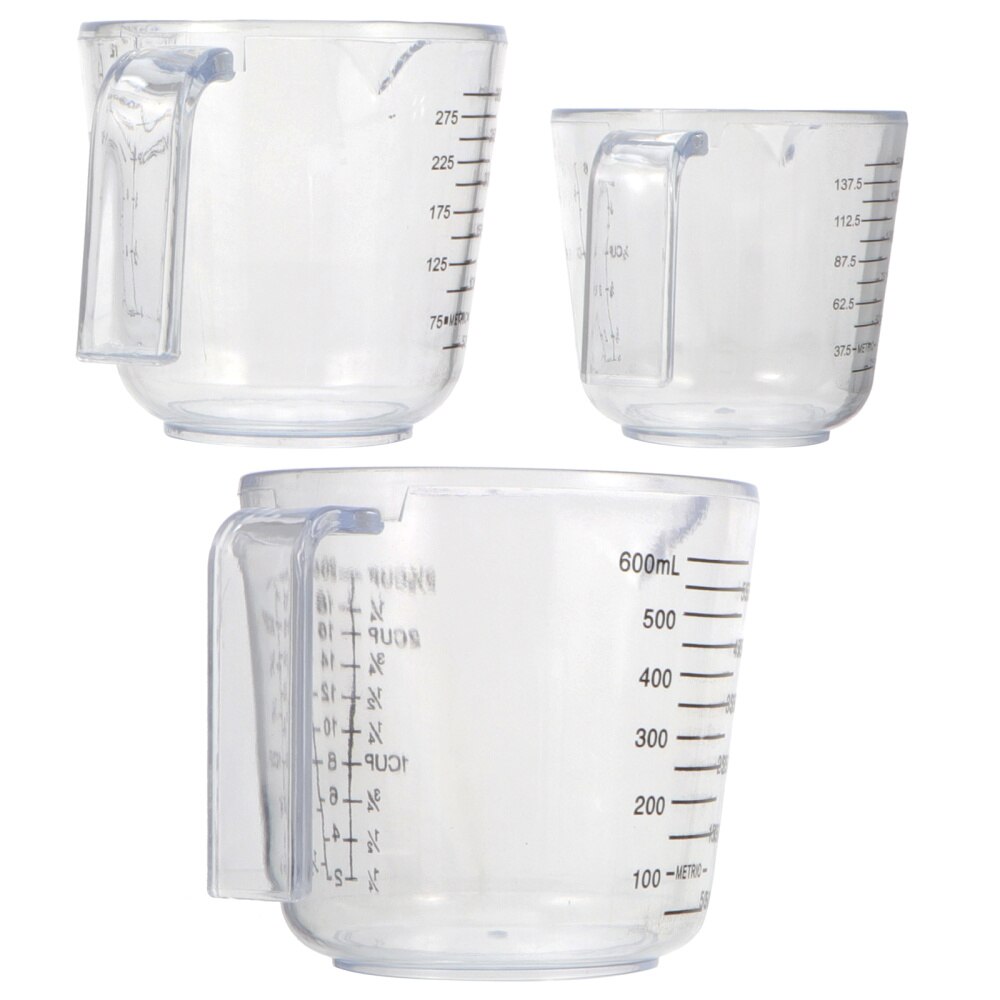 3pcs Transparent Clear Measuring Cups Home Baking Scale Cups Tools Set