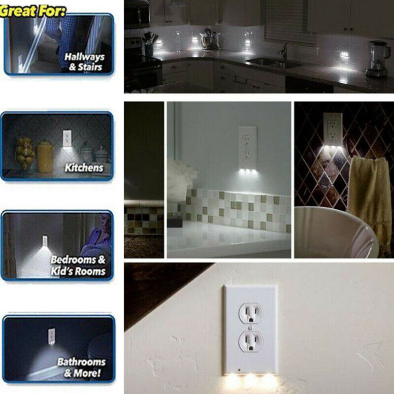 Night Angel Duplex Durable Convenient Outlet Cover Wall Plate With Led Night Lights Ambient Light Sensor