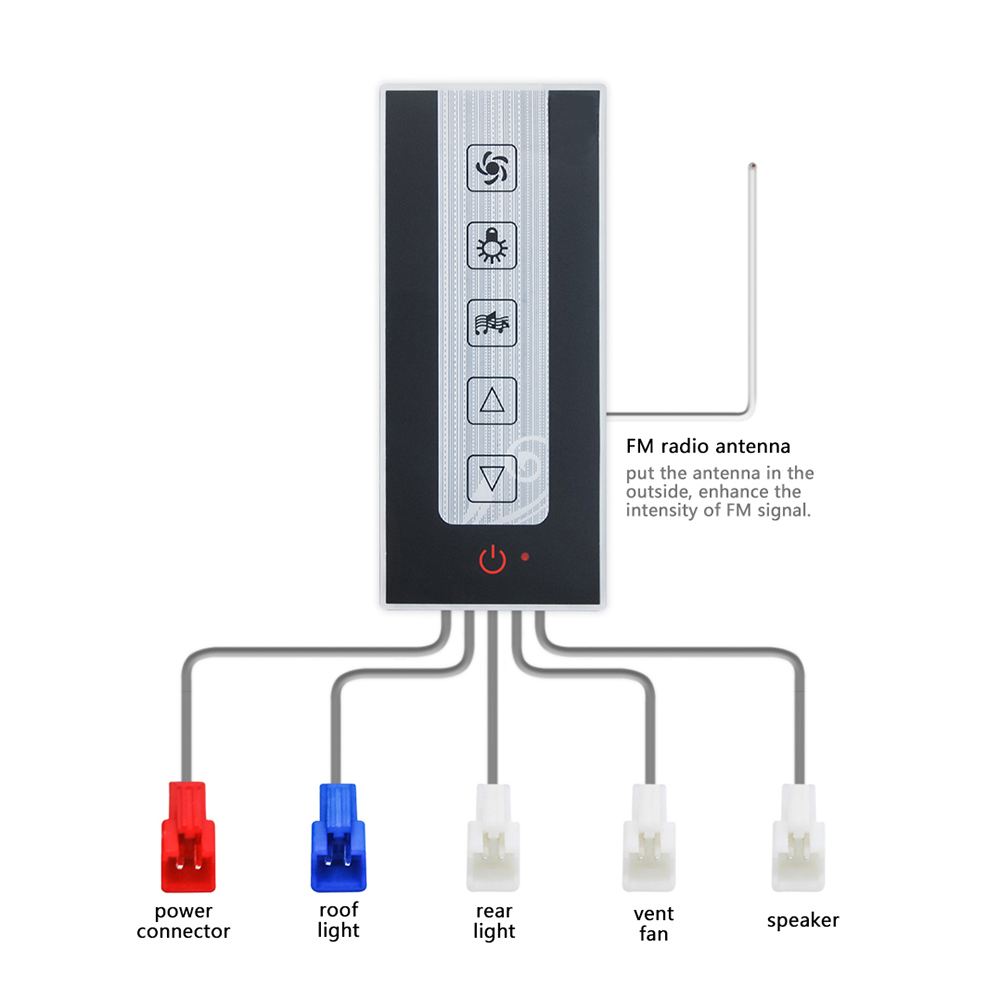 Vagsure 1pcs FM Radio Vent Fan Speaker Lamp Controller LCD Display Induction Shower Control for Shower Cabin Accessory Enclosure