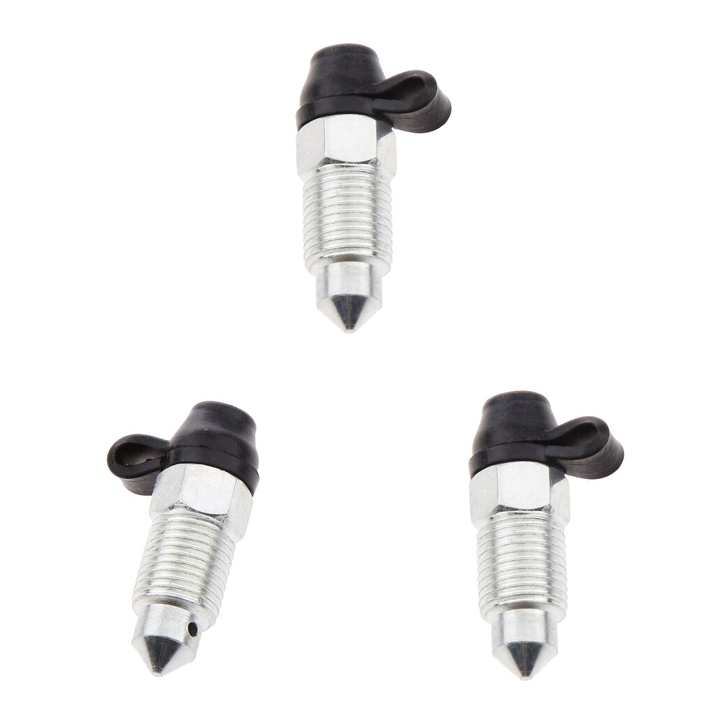3-pack Motorcycle Brake Caliper M10 X 1mm Bleed Screw , Silver