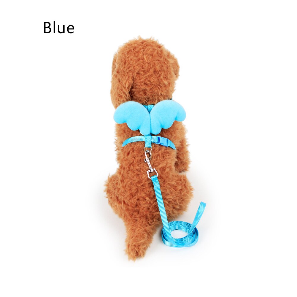 Schattige hond puppy engelenvleugel wandelriem harnas riem riem halsband verstelbaar: Blauw / S