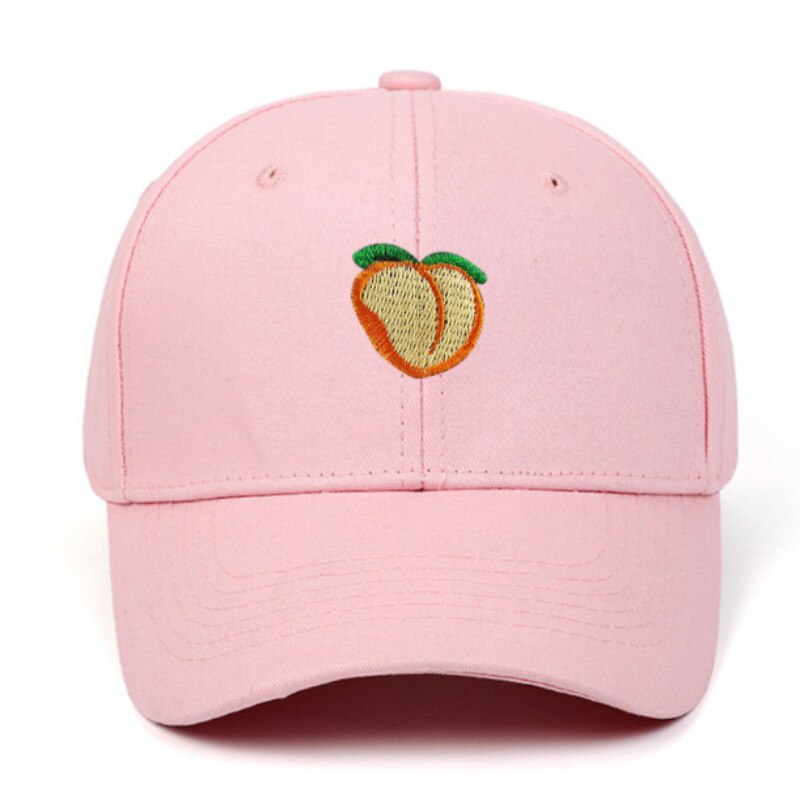 fruit baseball cap hip hop cotton embroidery peach dad hat for women outdoor sports curved sun hat snapback hat: light pink