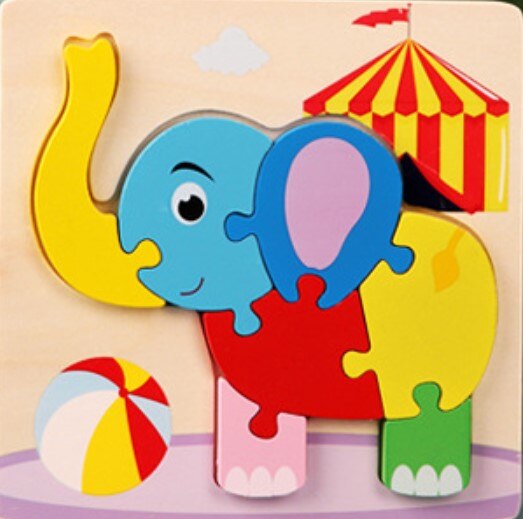 3D Wooden Puzzle Jigsaw Toys For Children Wood 3d Cartoon Animal Puzzles Intelligence Kids Early Educational Toys for children: Colorful