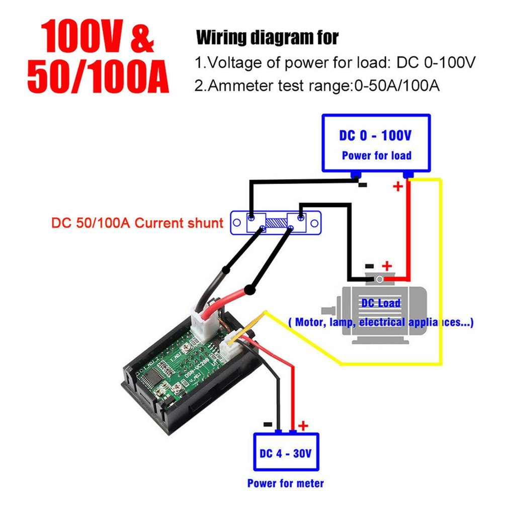 LED Digital Voltmeter Amperemeter Uns Dc 100V 10/50 / 100 EINE Voltmeter Amperemeter LED Dual Digital Volt Ampere Meter Messgerät