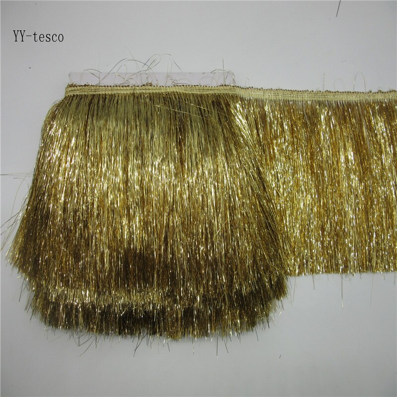 Cinta de encaje con flecos de zafiro, 10 metros, 20cm de ancho, adorno de flecos y borlas para vestido Latino DIY, accesorios de ropa de escenario: 10 Meters / yellow