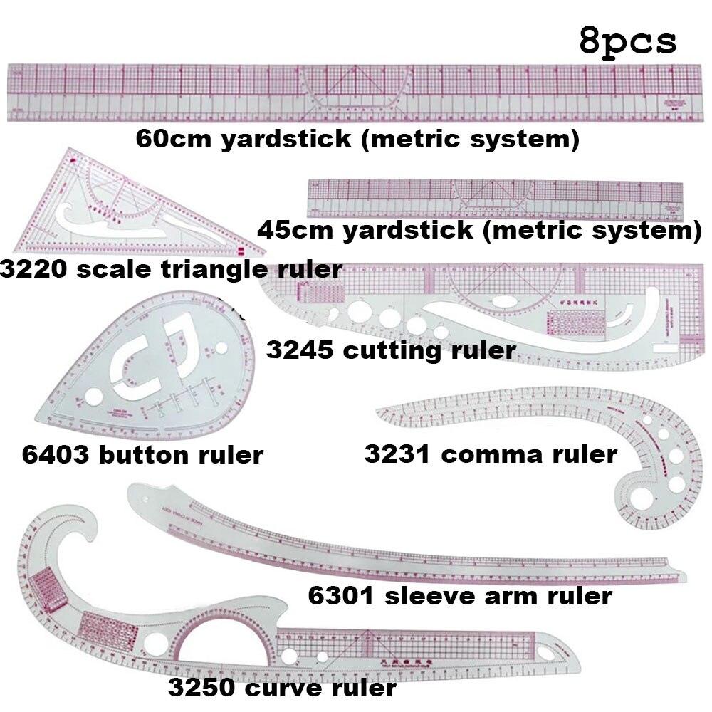 INNE 8/9/10 sztuk/zestaw linijka przyrządy robić szycia akcesoria krawiec zestaw robić pomiaru rysunek kryterium rękaw ramię francuski krzywa cięcia: 8szt