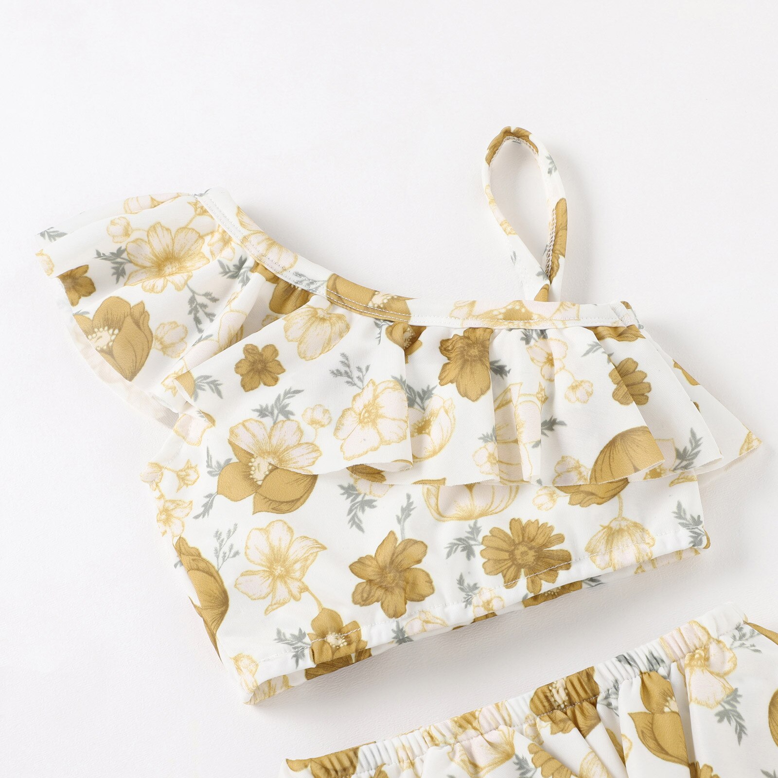 2PC Beach Suit Toddler Baby Girls swimsuit Floral Ruffle Swimwear One Shoulder Bathing Suit Bikini Set swimsuit baby clothes