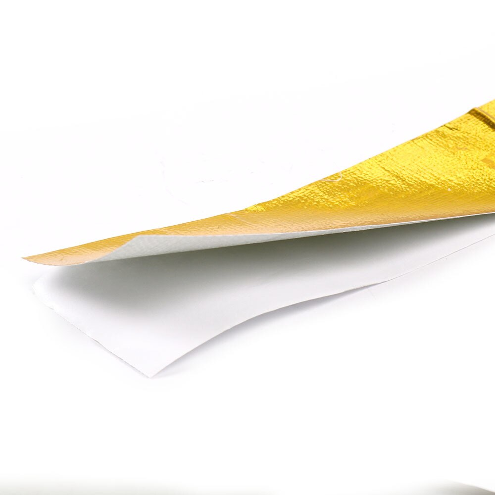5mx5cm Fiberglass Heat Reflective Tape Gold High Temperature Heat and Sound Shield Wrap Tape Thermal Insulation Band Exhaust