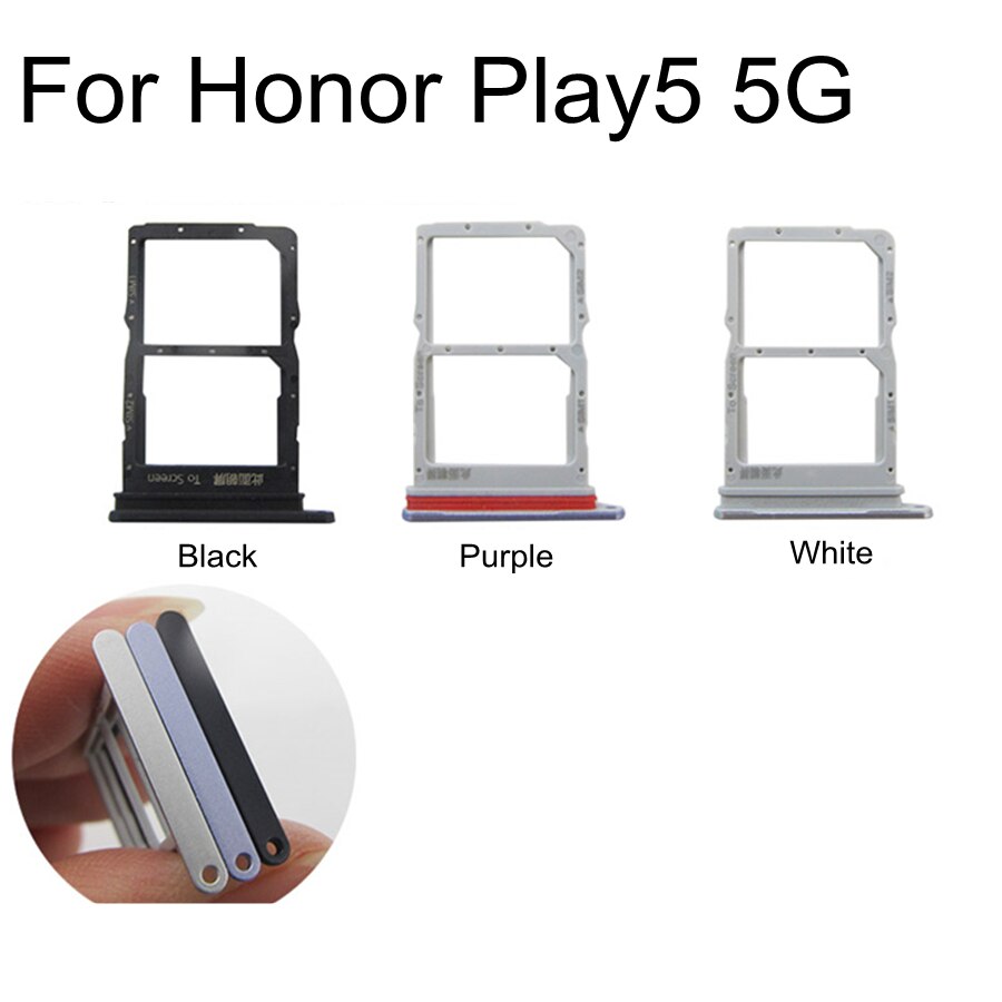 1Pcs Sim Card Tray Holder Voor Honor Play5 Spelen 5 Sim Micro Reader Card Slot Adapters Card Socket Reparatie onderdelen