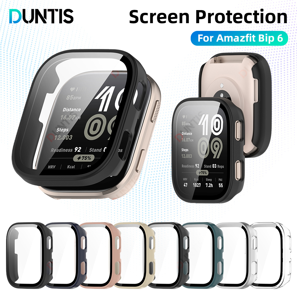 Glass+PC Case for Amazfit Bip 6 Hard Bumper Built-in Ultra-HD Tempered Glass Protector for Amazfit Bip 6 Cover Accessories