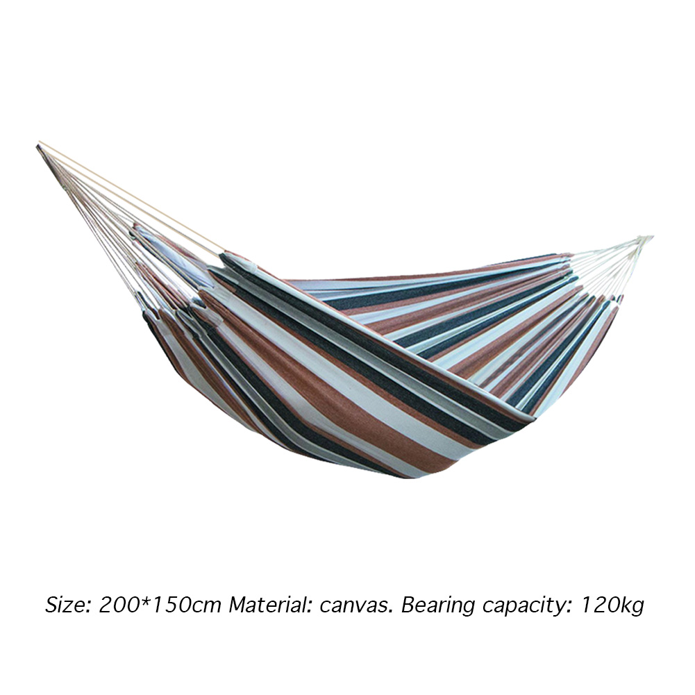 Canvas Hammock Thicken Leisure Stripe Double Single People Hanging Swing Bed Outdoor Garden Hammock Hanging Bed for Travel: C