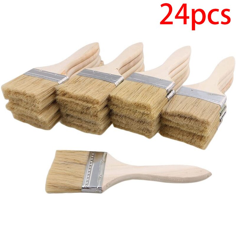 24 Stuks Penselen 70Mm Chip Verf En Vernis Borstel Perfect Voor Muur En Houten Schilderen Vlekken Lijmen