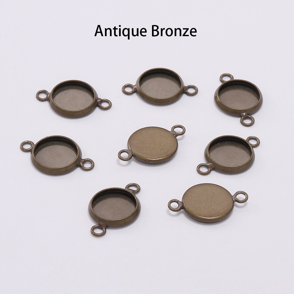 Conectores de Base de cabujón para pulsera de 20 piezas, ajuste de bandeja Base de camafeo, bisel, suministros en blanco para fabricación de joyas, accesorios DIY: 18 mm / Castaño