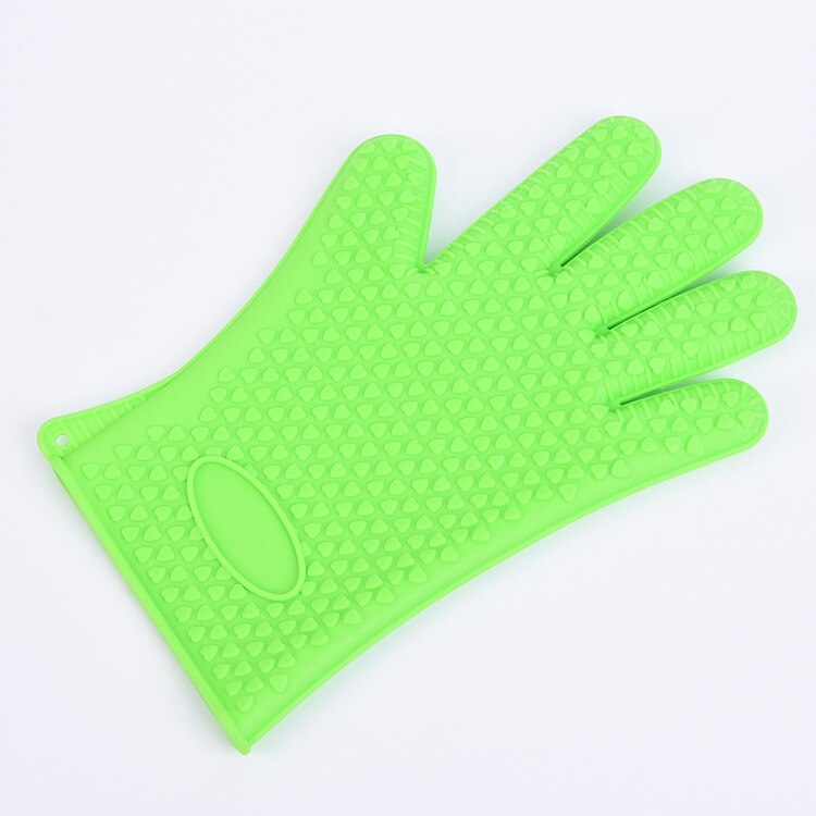 Varmebestandig silikone handske ovn grydeholder bbq madlavning værktøj bagning køkken farverige: Grøn