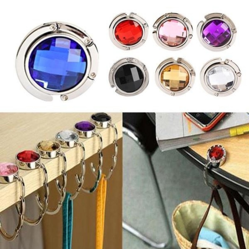 Wohnaccessoires Badezimmer-Organizer Einkaufstasche faltbare Tasche Haken Brieftasche Legierung Kristall Strass Haken