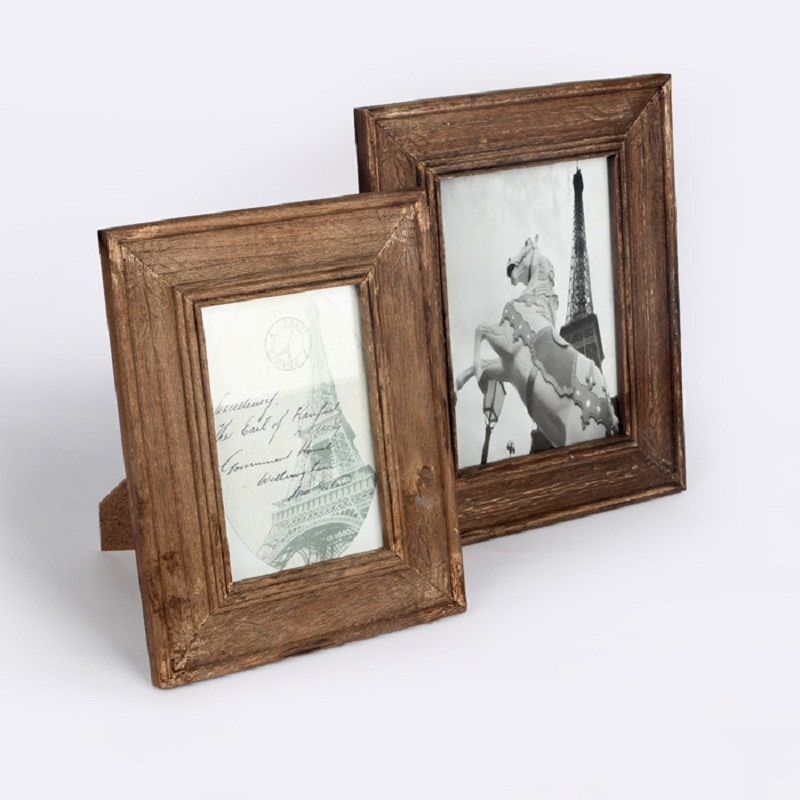 Simple 6 inch 7 inch solid wood photo frame set wooden retro distressed photo frame picture frame wall picture frame