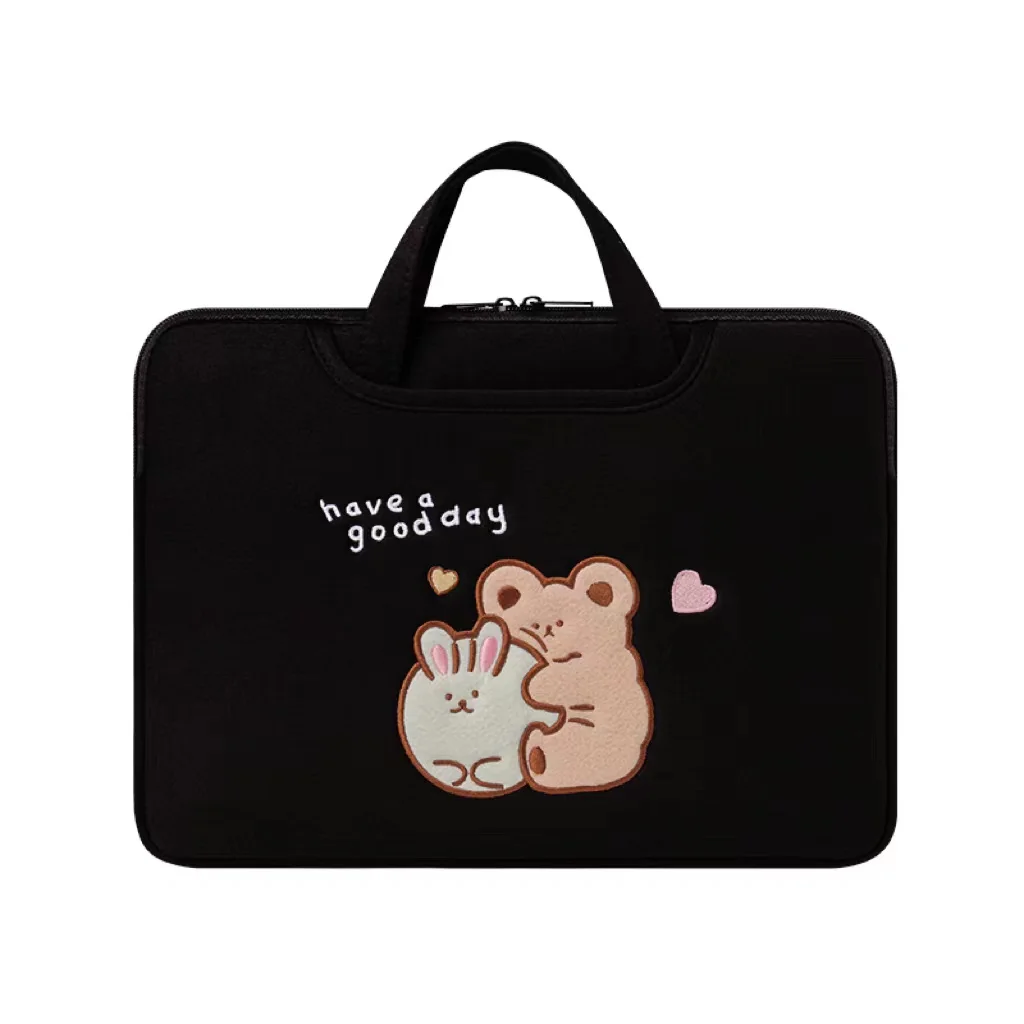 Cute Laptop Handbag For Ipad Pro11 Macbook Air 13.6 15.3 Pro13.3 14 16 Xiaomi Lenovo 15.6 Inch Shockproof Notebook Pouch: 13" / black