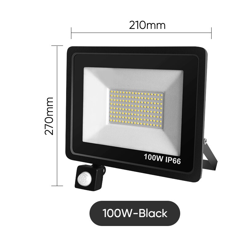 LED Floodlight RIP Motion Sensor IP66 Outdoor Waterproof 10W 20W 30W 50W 100W Garden Landscape Spotlight Gateway Wall Light: Black 100W / Warm White (2700-3500K)