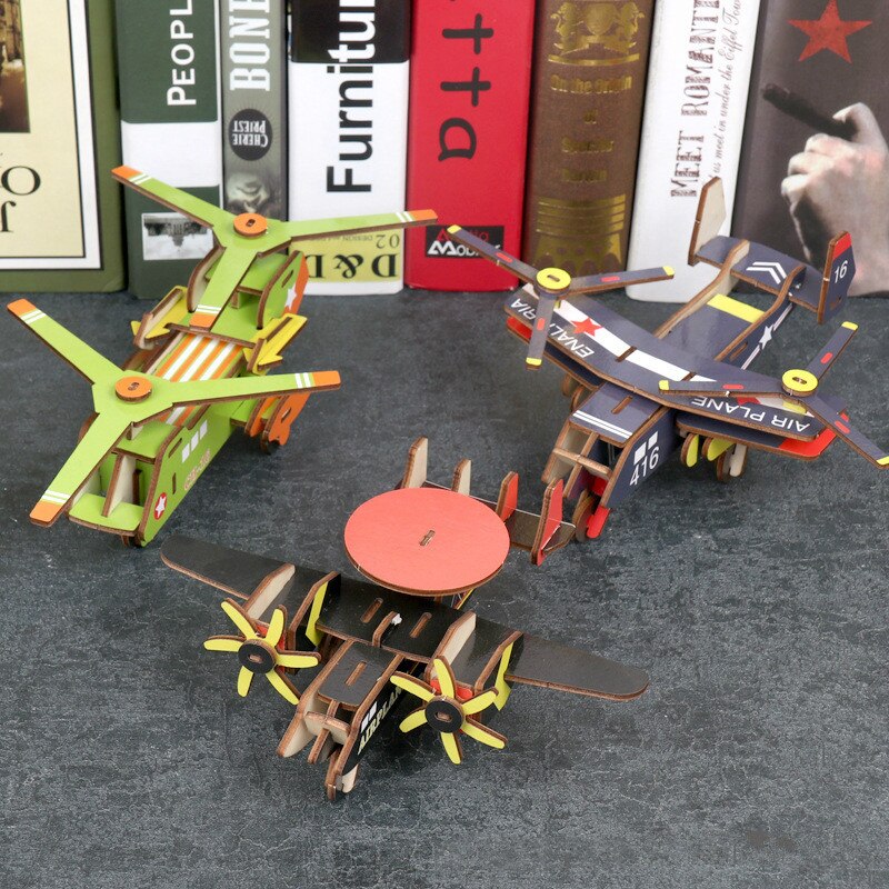 Kinderen 3D Houten Jigsaw Vliegtuigen Diy Handgemaakte Puzzel Model Speelgoed Creativiteit Puzzel Verbeteren Kinderen Hands-On vermogen