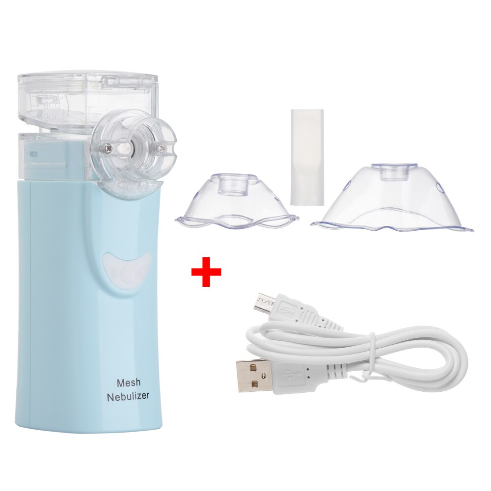 Mini Portable Handheld Rechargeable Silent Ultrasonic Nebulizer Inhaler Respirator Mesh Nebulizer For Kids Adult Heath Care: Blue