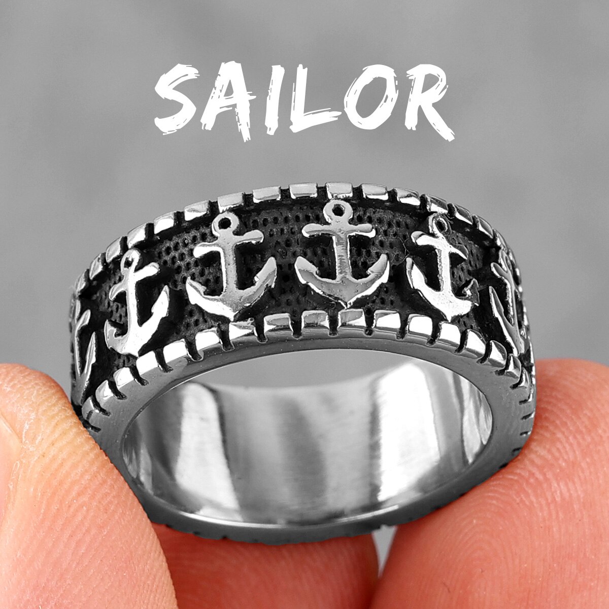 Simple Anchor Sailor Stainless Steel Mens Rings Pu... – Grandado
