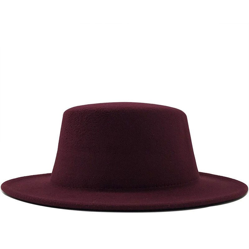 Vinter efterår imitation uld kvinder mænd damer fedoras top jazz hat european american round caps solid flade bowler hatte: 4