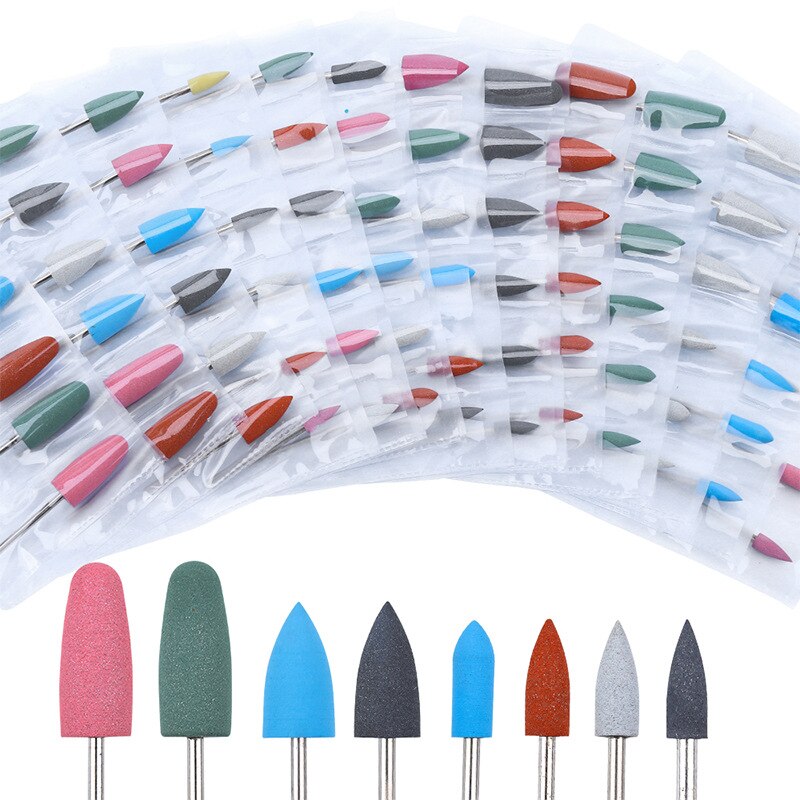 6 st/set silikon polerhuvud nagelpolering polering exfolierande manikyr maskin polerhuvud silikonborr