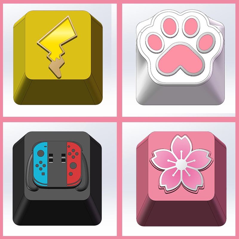 1pc Zinc Aluminium Alloy Key Cap for MX switch Mechanical Keyboard Stereoscopic relief keycap for Sakura Switch R4 Height
