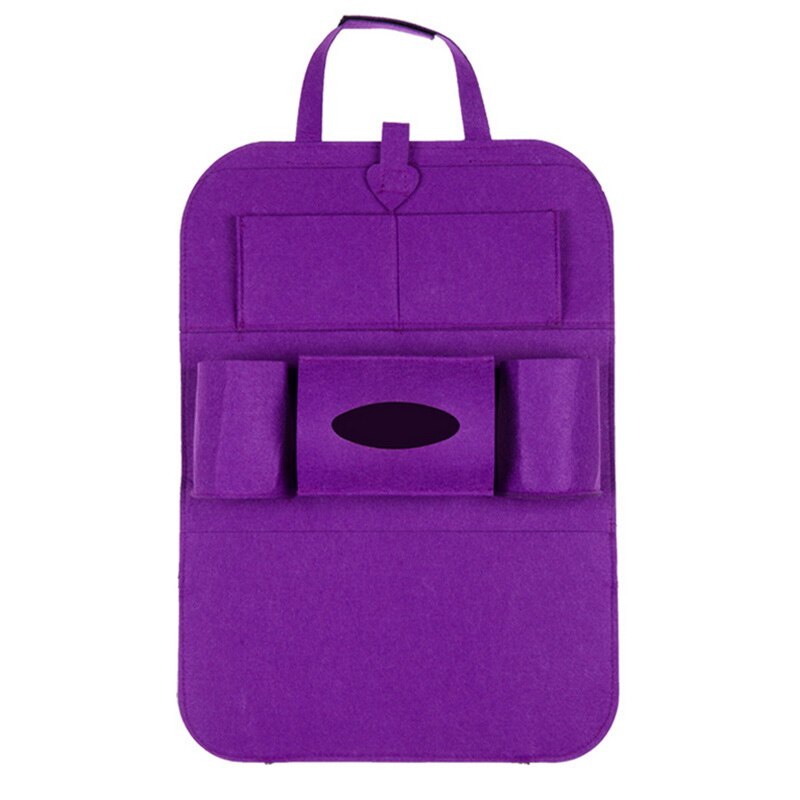 Organizador Universal para almacenaje para asiento trasero de coche, bolsa de almacenamiento de fieltro elástico para maletero, organizador con 6 bolsillos, accesorios para coche colgantes, 1 ud.: Purple