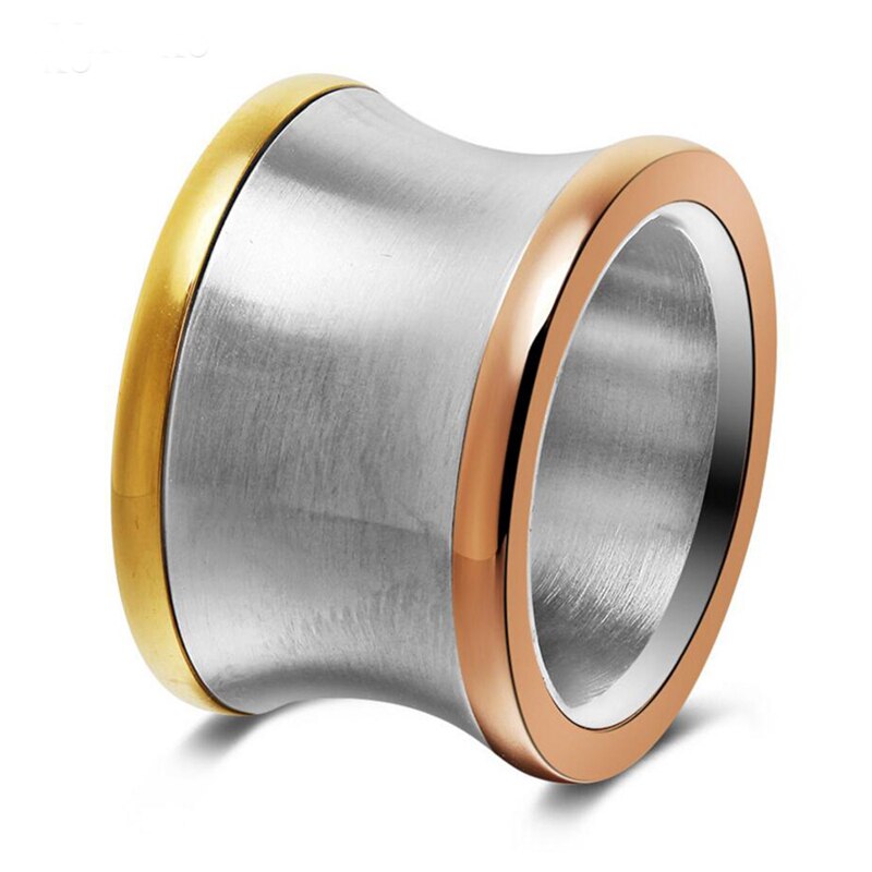 Nova chegada anéis de aço inoxidável para mulher tamanho 6, 7, 8, 9 10 gold-color mix grande irregular jóias redondas: 10
