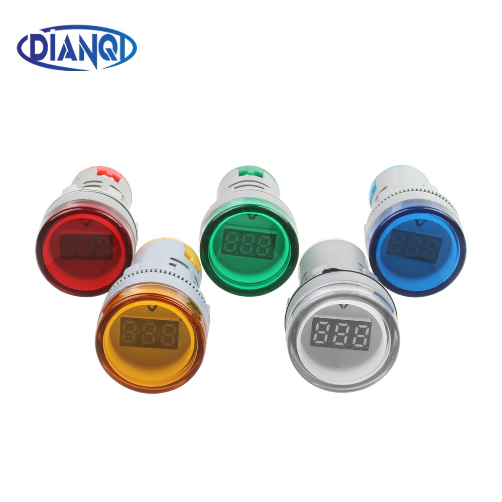 22MM AC 60-500V LED Voltmeter voltage meter indicator pilot light Red Yellow Green white Blue digital