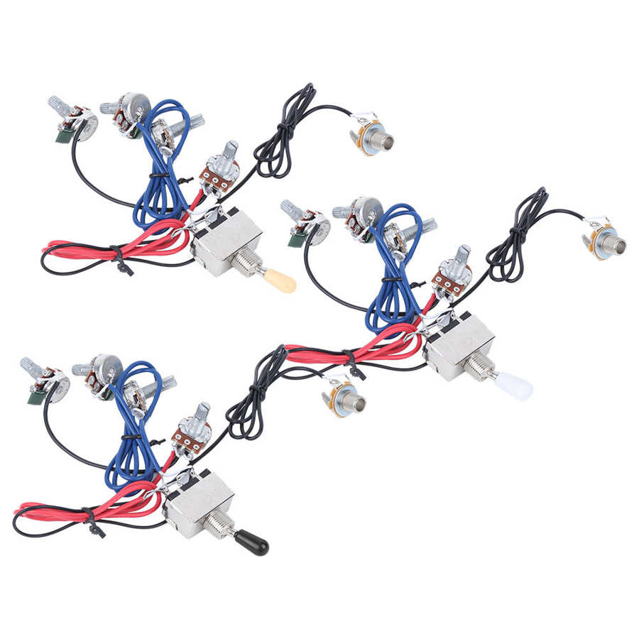 Guitar Wiring Harness Kit Prewired Harness 3 Way Switch 2V2T1J for Electric Guitar Wire Accessories