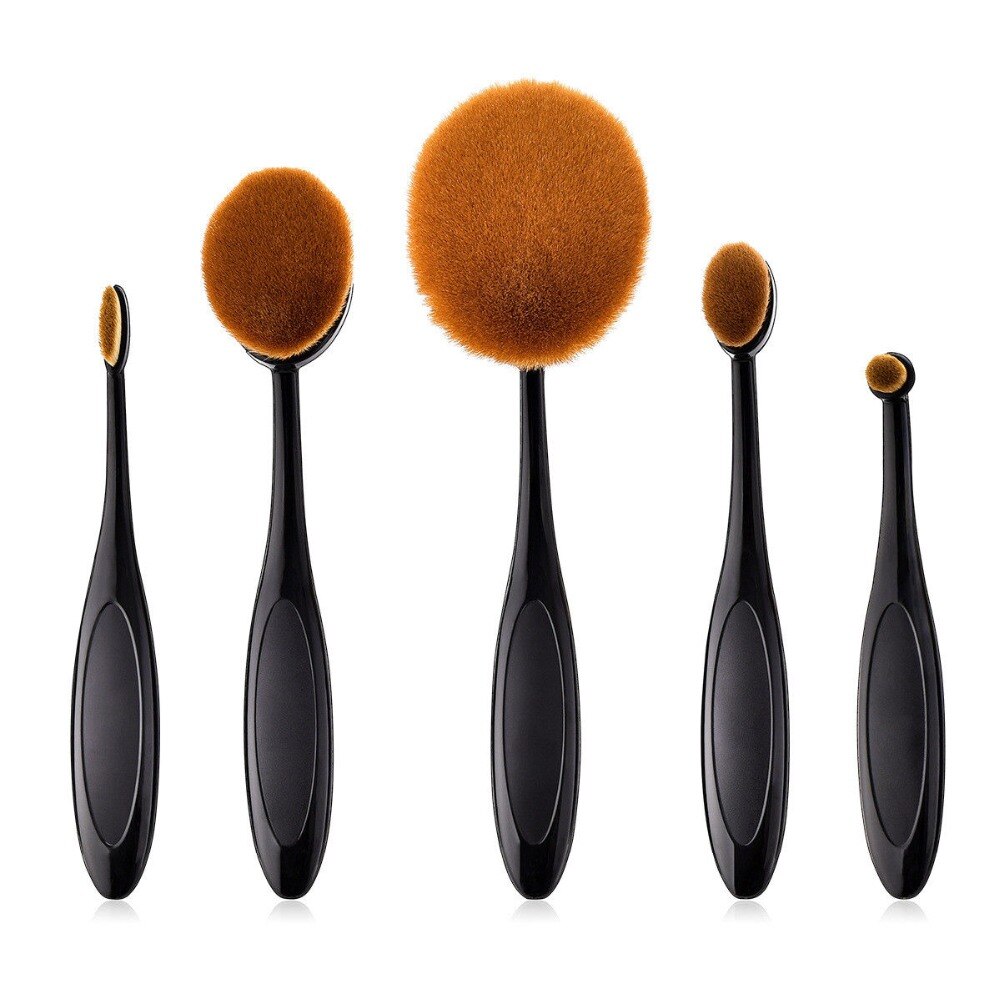 5 uds gran polvo de oro rosa conjunto de cepillo de forma Oval Maquillaje de cristal cepillo brocha para polvos y base Kits de DFDF