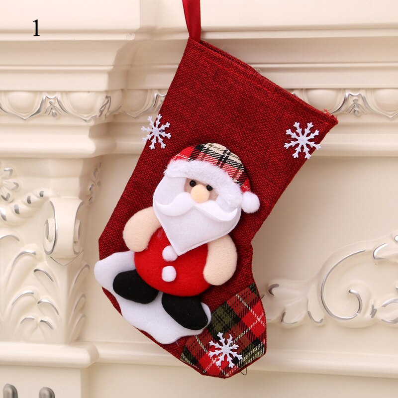 Dulce árbol de Navidad Calcetines rojo verde ligero bolsa chimenea árbol decorativo lindo adorable bolsa de: 1