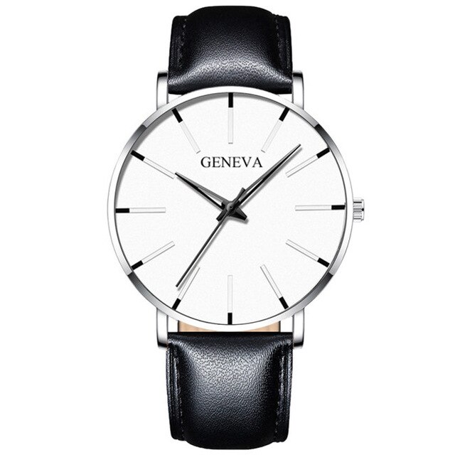 Minimalistische Mannen Mode Ultra Dunne Horloges Eenvoudige Mannen Business Roestvrijstalen Gaas Riem Quartz Horloge Relogio Masculino: P bk--Silver white