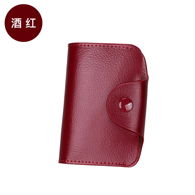 Portatarjetas de cuero genuino Unisex portatarjetas DE CRÉDITO Cartera de tarjeta de crédito de Banco tarjetero de mujer portatarjetas porte carte: Wine red