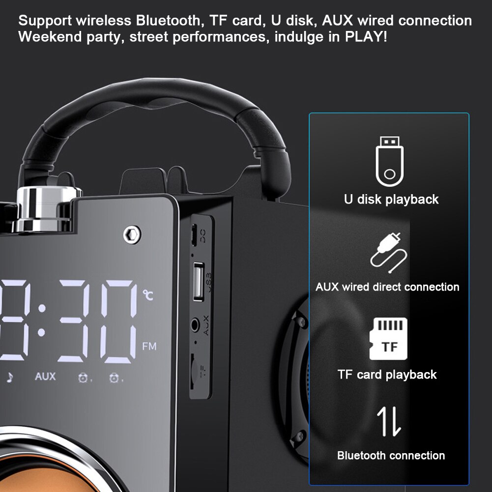 Krachtige bas bluetooth speakers, 3d stereo draagbare kolom subwoofer, muziekcentrum hifi boombox led display aux tf fm