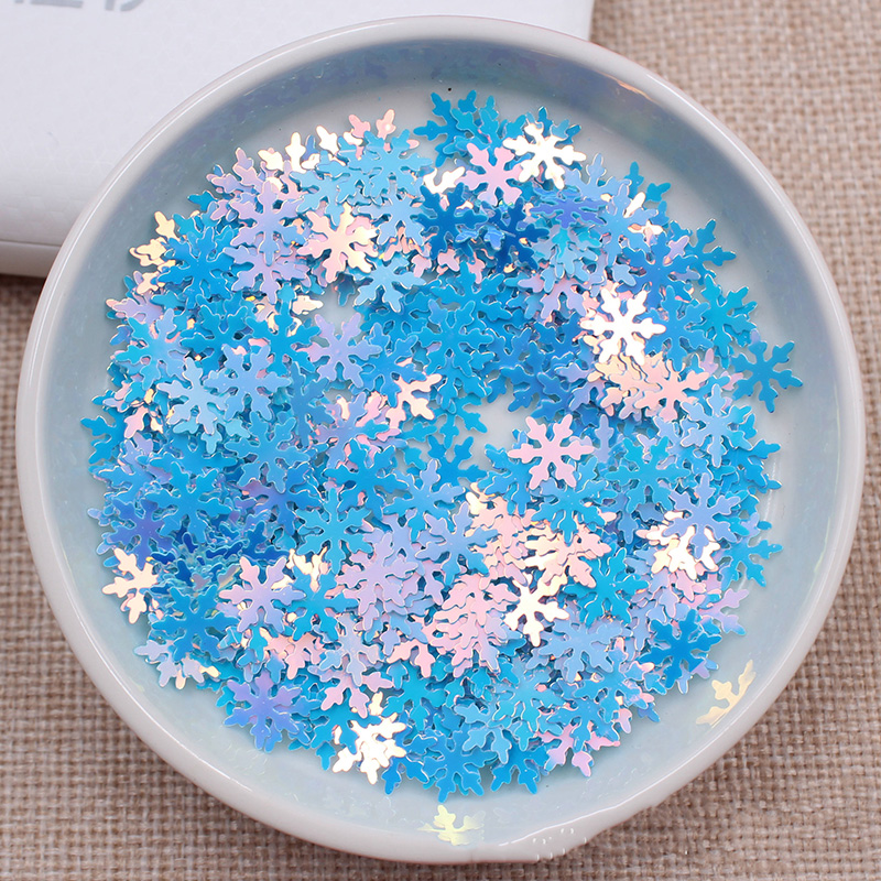 20g Glitter Sneeuwvlok Pailletten voor Ambachten Losse Pailletten Pailetten Naaien Accessoires Kerst Bruiloft Decoratie Confetti 9mm: light blue