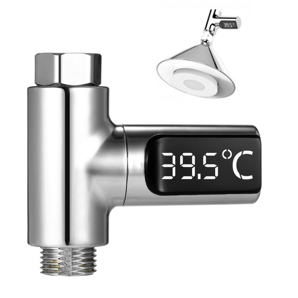 Termómetro de ducha de agua en casa con pantalla LED, medidor de temperatura de agua eléctrico autogenerador para el cuidado del bebé
