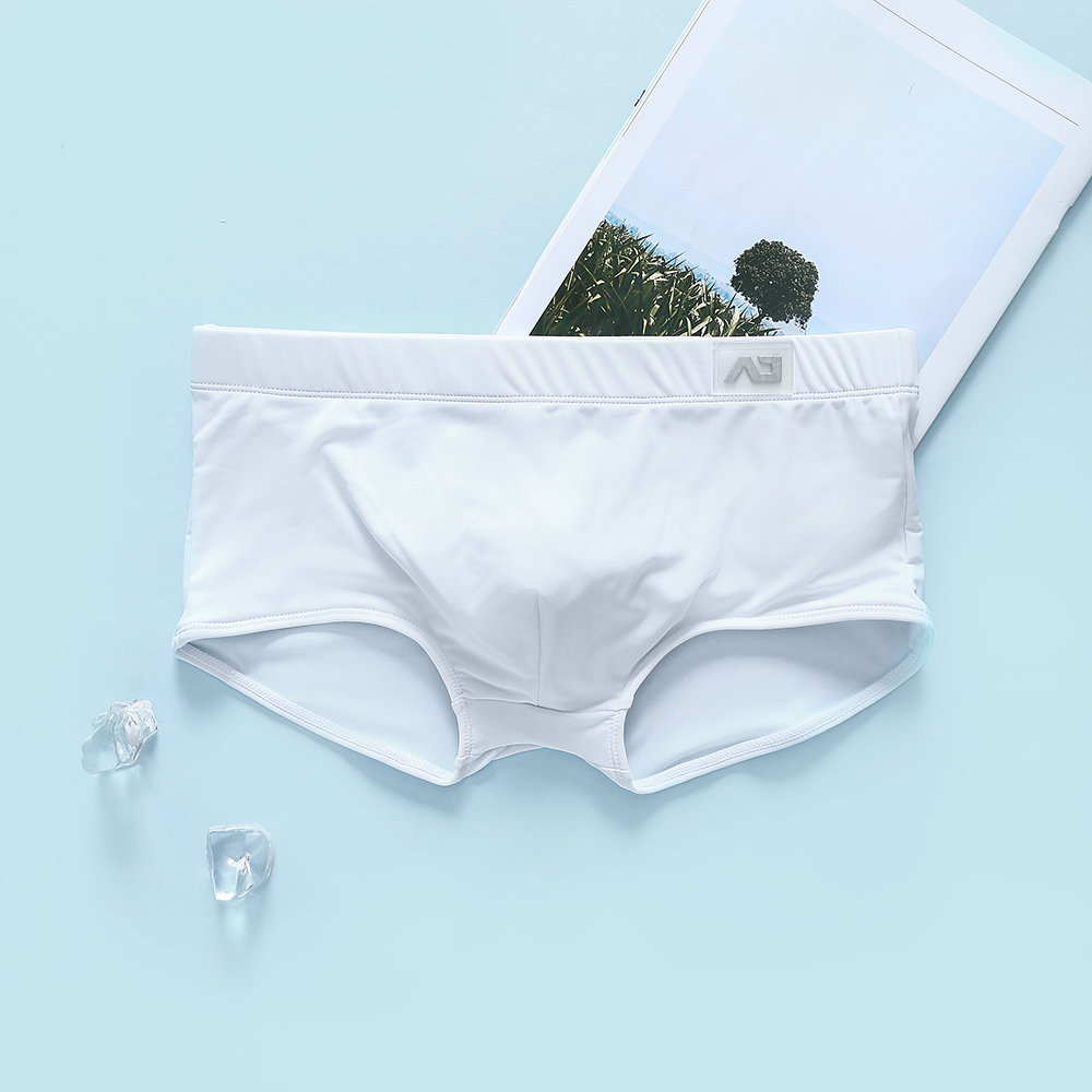 Cueca boxer masculina, calção de banho, estiramento, esportes, confortável, antibacteriano, respirável, impressão, cuecas jovens: M / Branco