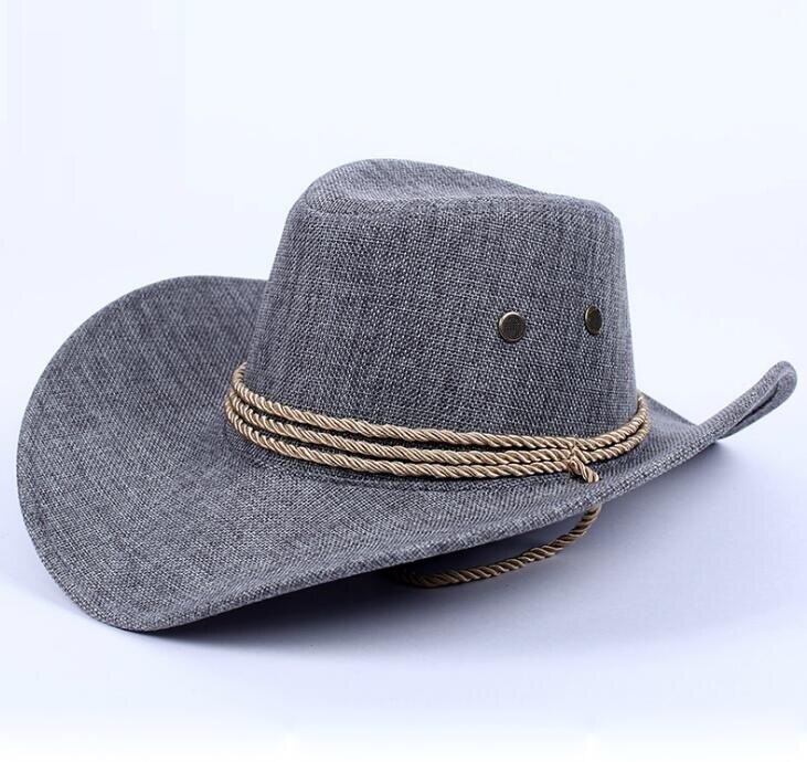 Chapeau de Cowboy occidental pour hommes, chapeau d'été, pare-soleil, casquette de pêche, Protection solaire, Anti-ultraviolet, respirant, escalade en plein air, H7268: Gris foncé