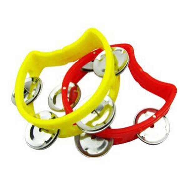 AD-Kids Tambourine 4 bell Plastic Cutaway Tambourine Half Blossom, Mini, Ran Color, 2 Pack: Default Title