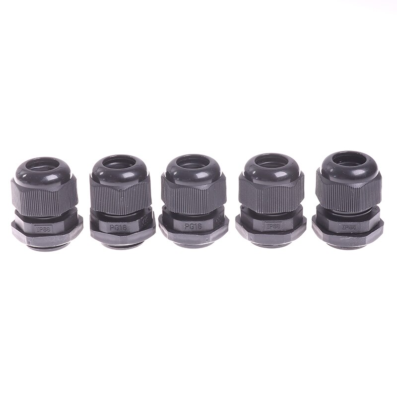 5 kpl vedenpitävä läpivientiholkki kaapelin läpivienti  ip68 pg7- pg16 nylon muoviliitin 3-6.5mm nailon muoviliitin: Musta 5 kpl  pg16