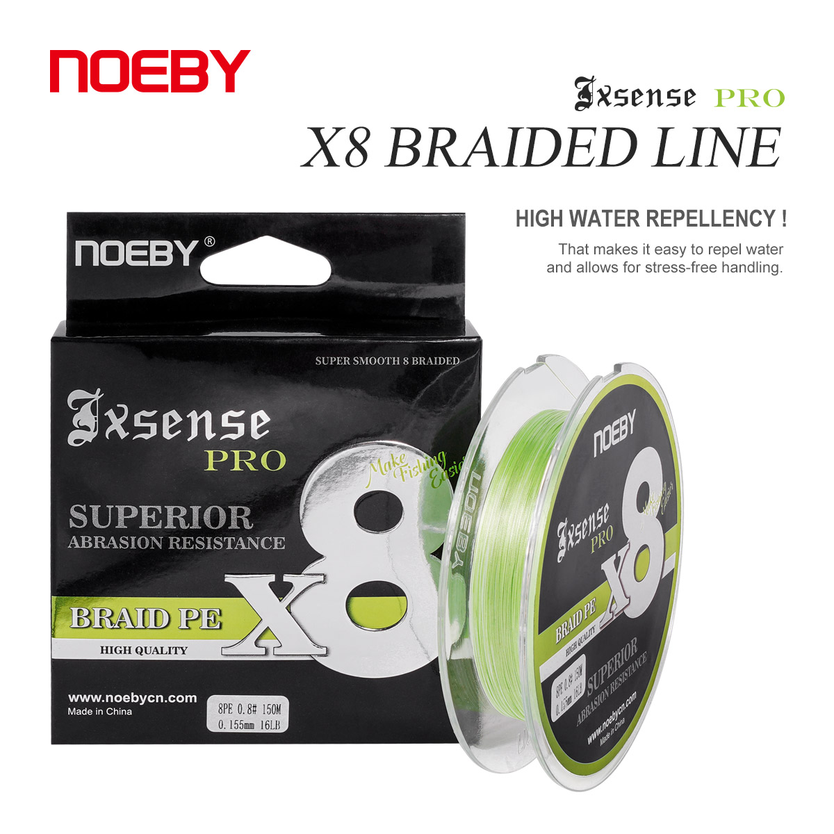 Noeby Aktualisierung 8 geflochtene Angelschnur 150 m 300 m 14-103lb PE Überlegene Abriebfestigkeit Glatte X8 fluoreszierende grüNe Angelschnur