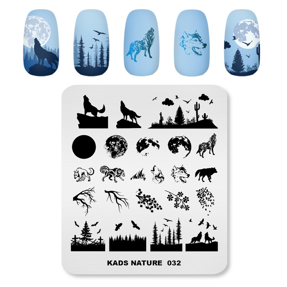 Neue Nagel Stanzen Vorlagen Wolf Vollmond Wilden Gans Bild Nagel Kunst Stempel Platte Manikübetreffend Schablone Für Nagel DIY polnisch