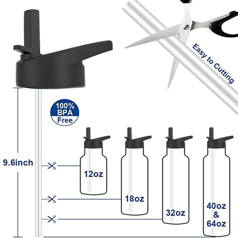 Tapa de paja de boca ancha, tapa de botella deportiva de boca ancha, portátil, de , no tóxica, inofensivo, con pajillas y cepillo para botella de agua