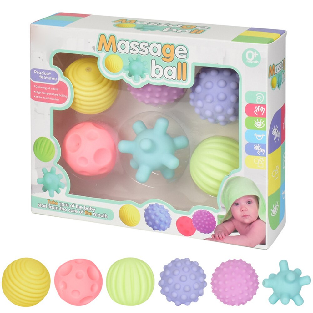 Baby Toy Ball Set Develop Baby's Tactile Senses Toy Touch Hand Ball Toys Baby Training Ball Massage Soft Ball: 	D