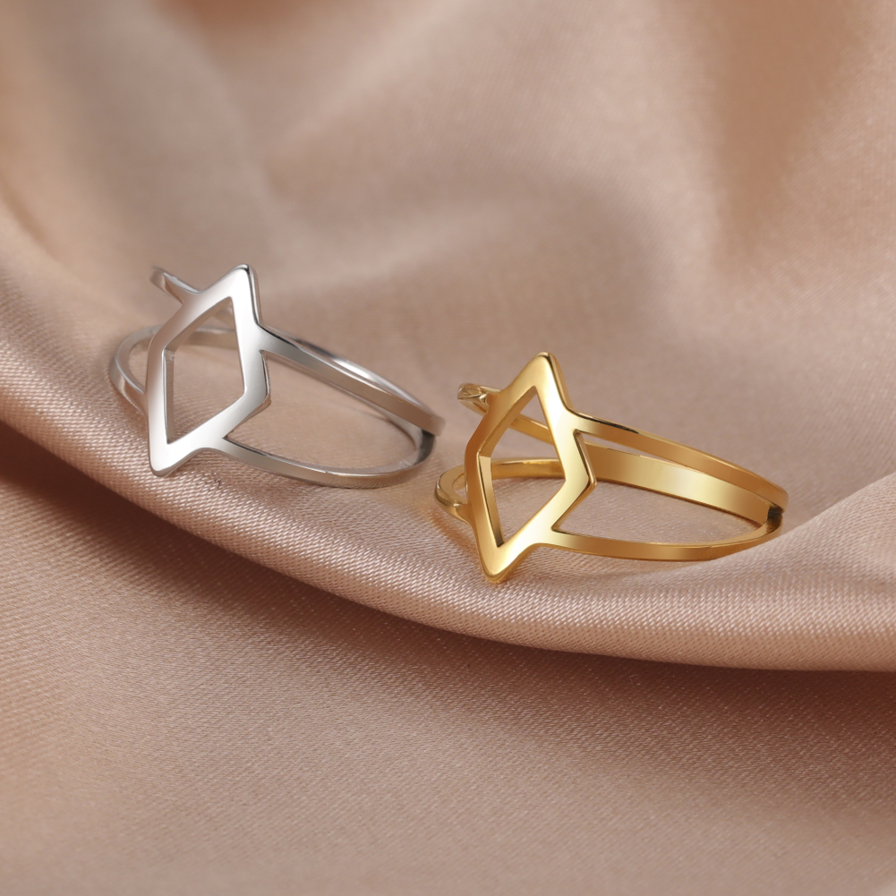 Skyrim Stainless Steel Simple Hollow Rhombic Women's Rings Wedding Party Ring 2025 Jewelry Girls