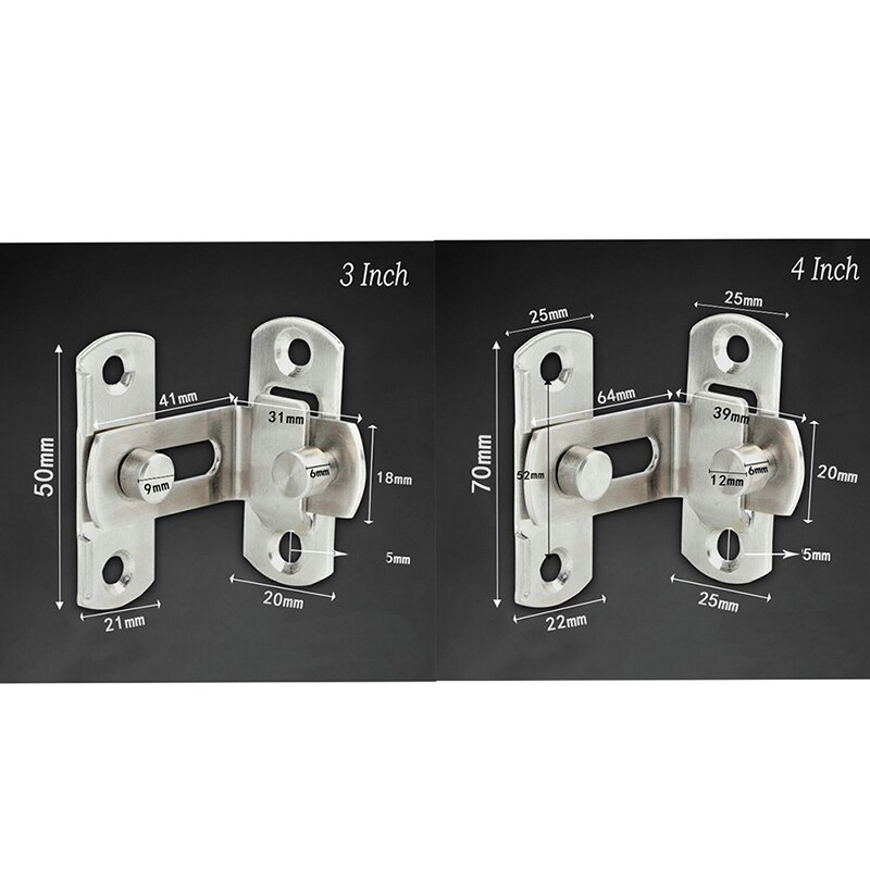 90 Degree Right Angle Door Latch Hasp Bending Latch Barrel Bolt with Screws for Doors Buckle Bolt Sliding Lock 3inch/4inch