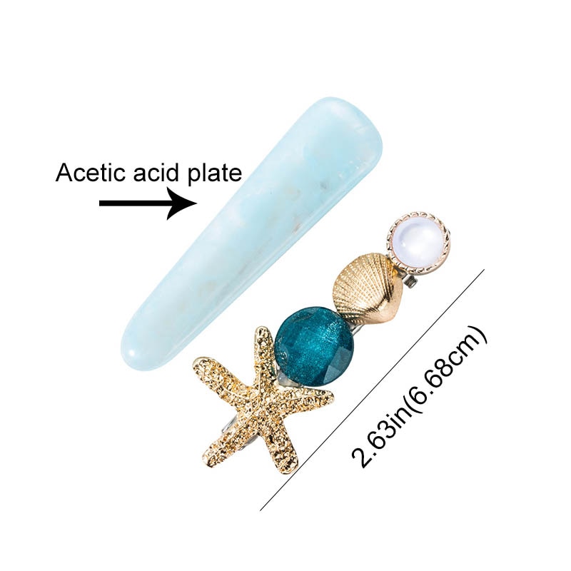 Fermagli per capelli in acrilico con stelle marino per donne e ragazze, forcine in metallo con perle e conchiglie, accessori per capelli da spiaggia